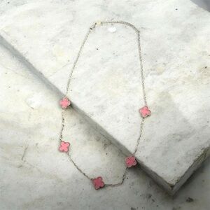 Pink Clover Station Necklace - Women's Jewelry